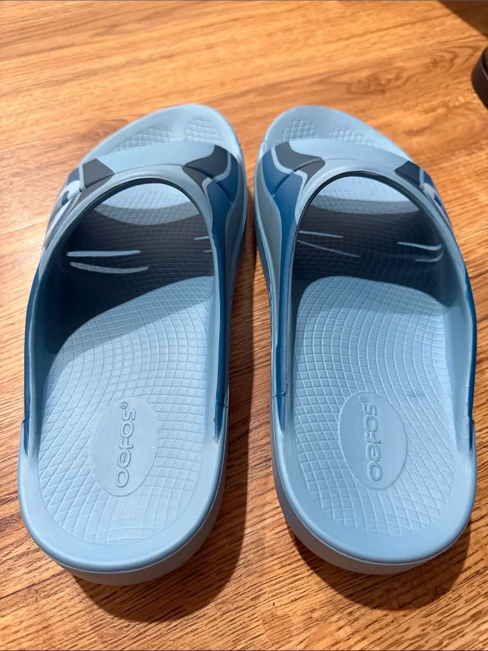 OOFOS Blue Recovery Slide Sandals